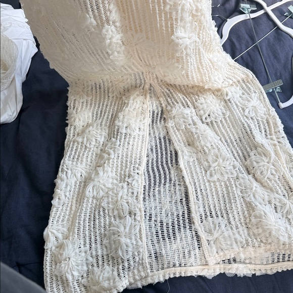 MANGO ecru floral crochet midi dress - Picture 10 of 12